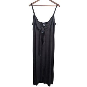 City Chic Linen Blend Sleeveless Maxi Dress Size 16 Black Boho Beach Lagenlook